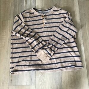 L.L. Bean Tan and Blue Striped Men's Polo